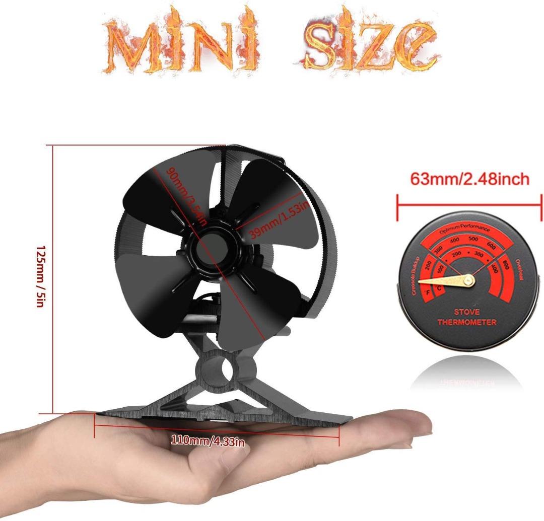 CRSURE 4 Blades Small Wood Stove Fan - Heat Powered Fan Silent Operation  with Stove Thermometer for Wood/Log Burners/Fireplace - Eco Friendly and  Efficient Heat Distribution , Furniture u0026 Home Living, Bathroom