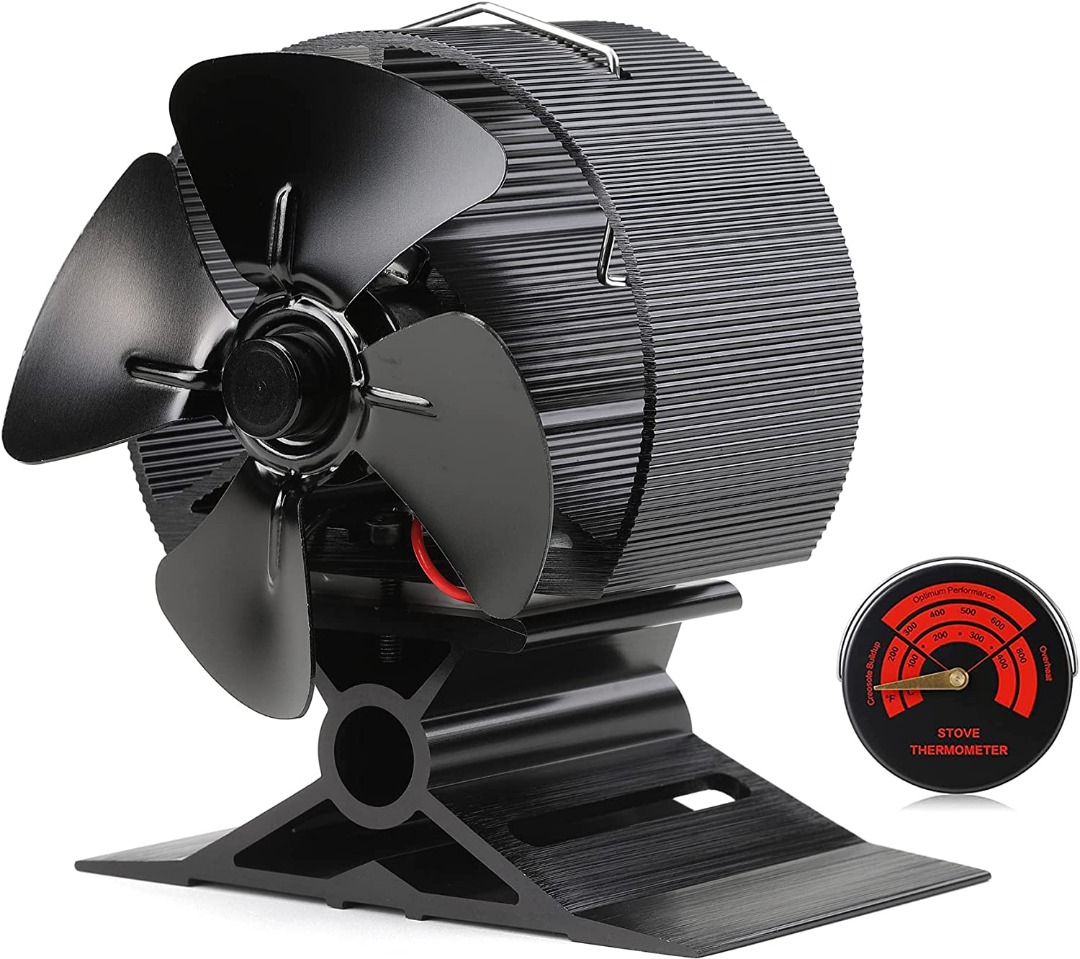 "CRSURE 4 Blades Small Wood Stove Fan Heat Powered Fan Silent