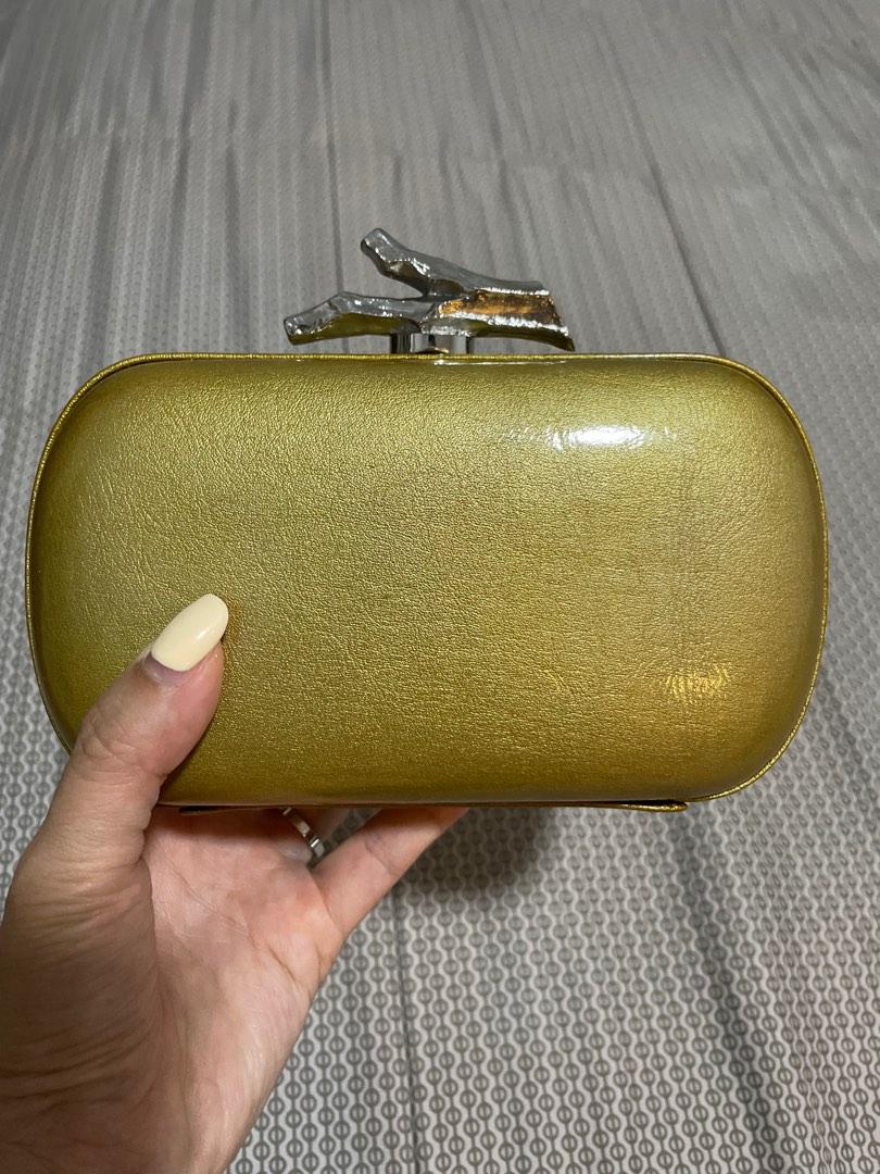 Gold patent clearance clutch bag