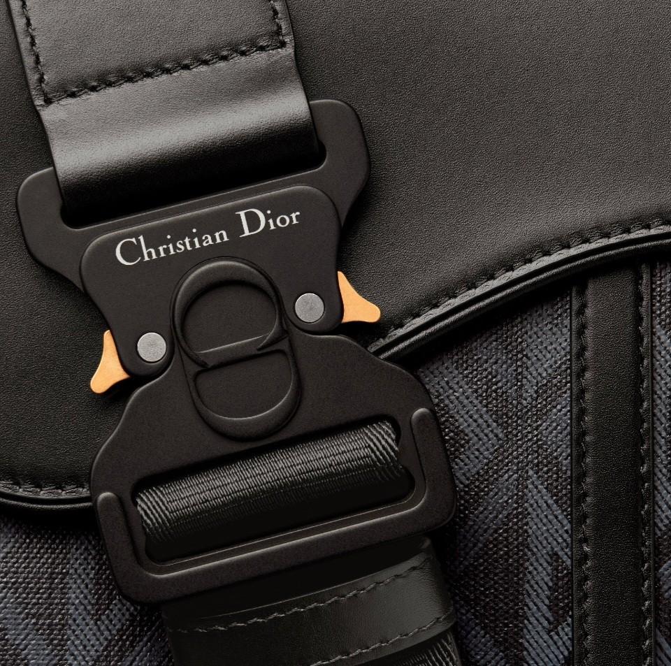 DIOR Black CD Diamond Canvas with Smooth Calfskin Unisex Saddle