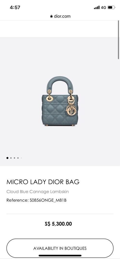 Small Lady Dior My ABCDior Bag Cloud Blue Cannage Lambskin