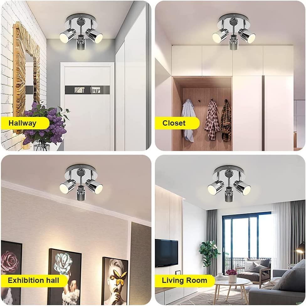 DLLT Modern 3Light MultiDirectional Ceiling Fixture, Adjustable Round Track Lighting Kits