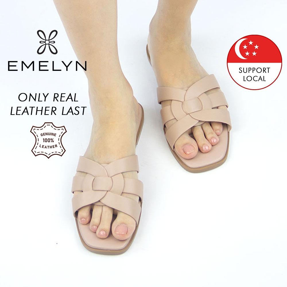 Emelyn Florence 100 Genuine Cowhide Leather Flat Sandals 4 colors