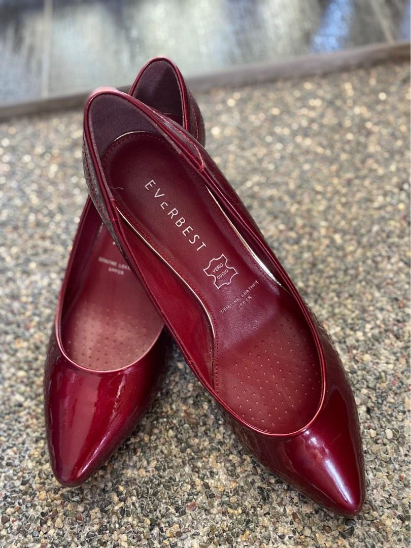 Red pattern leather outlet shoes