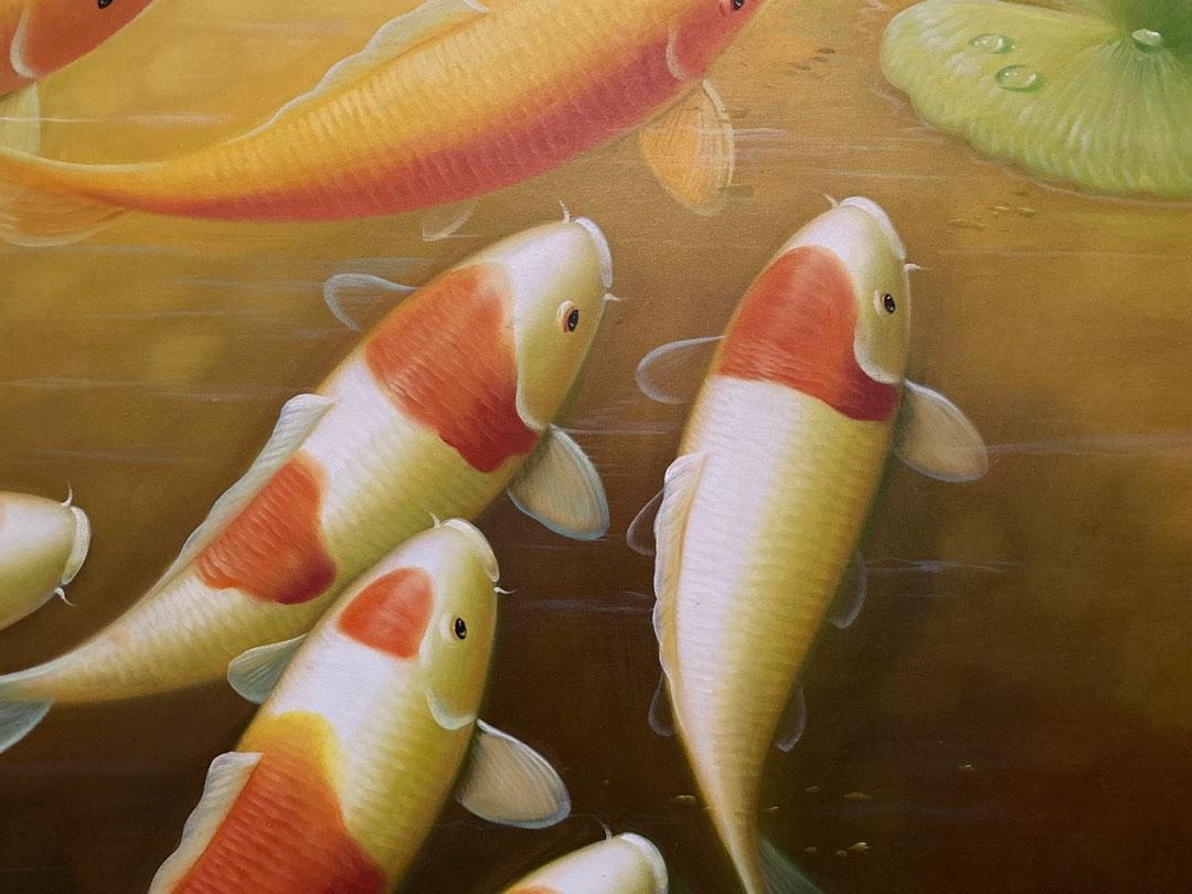Feng Shui Koi Fish Painting, Furniture & Home Living, Home Decor, Wall