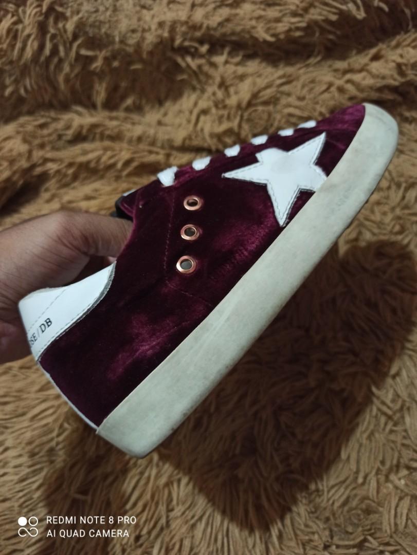 Golden goose red velvet sneakers cheap