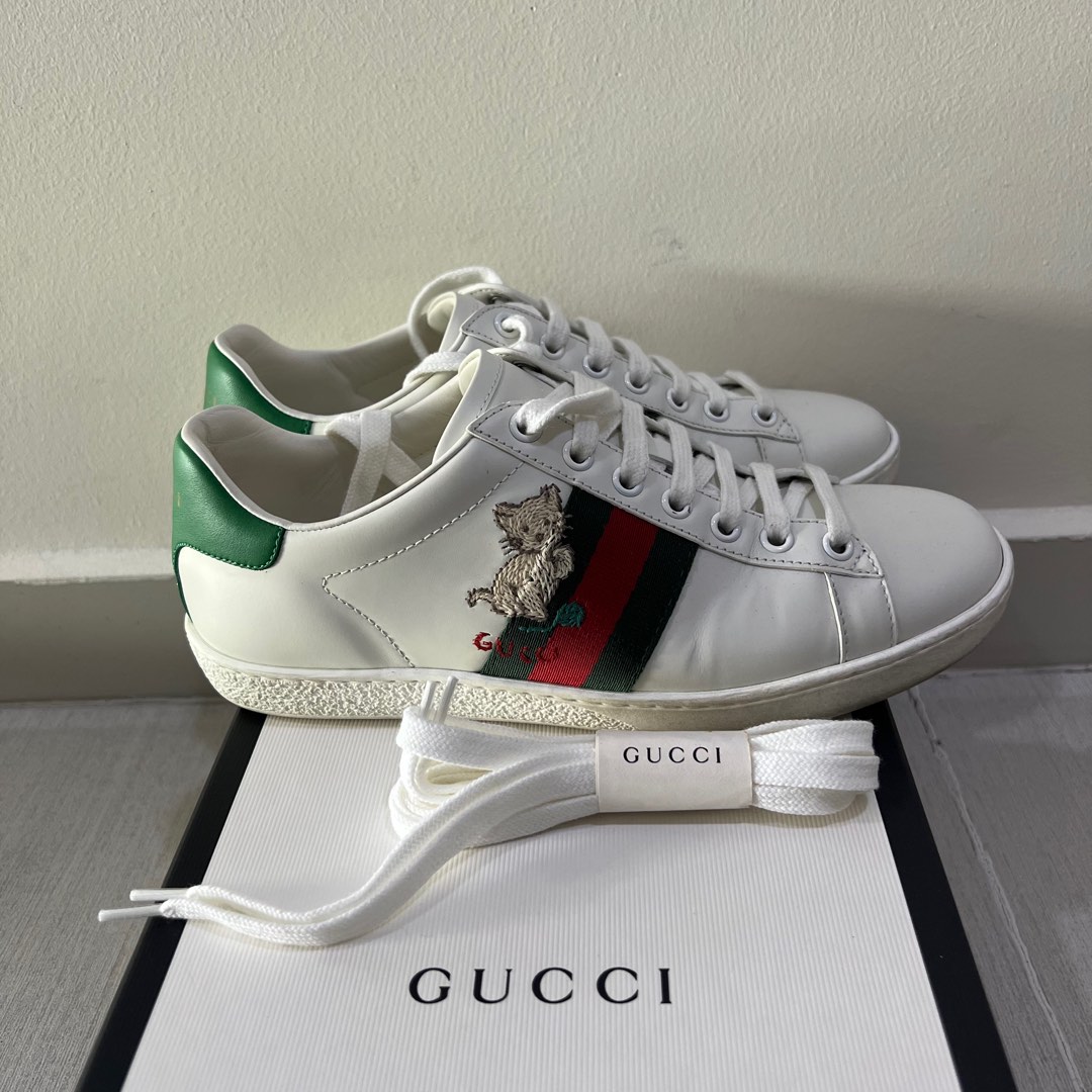 Full Set Gucci Ace low-top sneakers (Cat & Pig), Luxury, Sneakers &  Footwear on Carousell