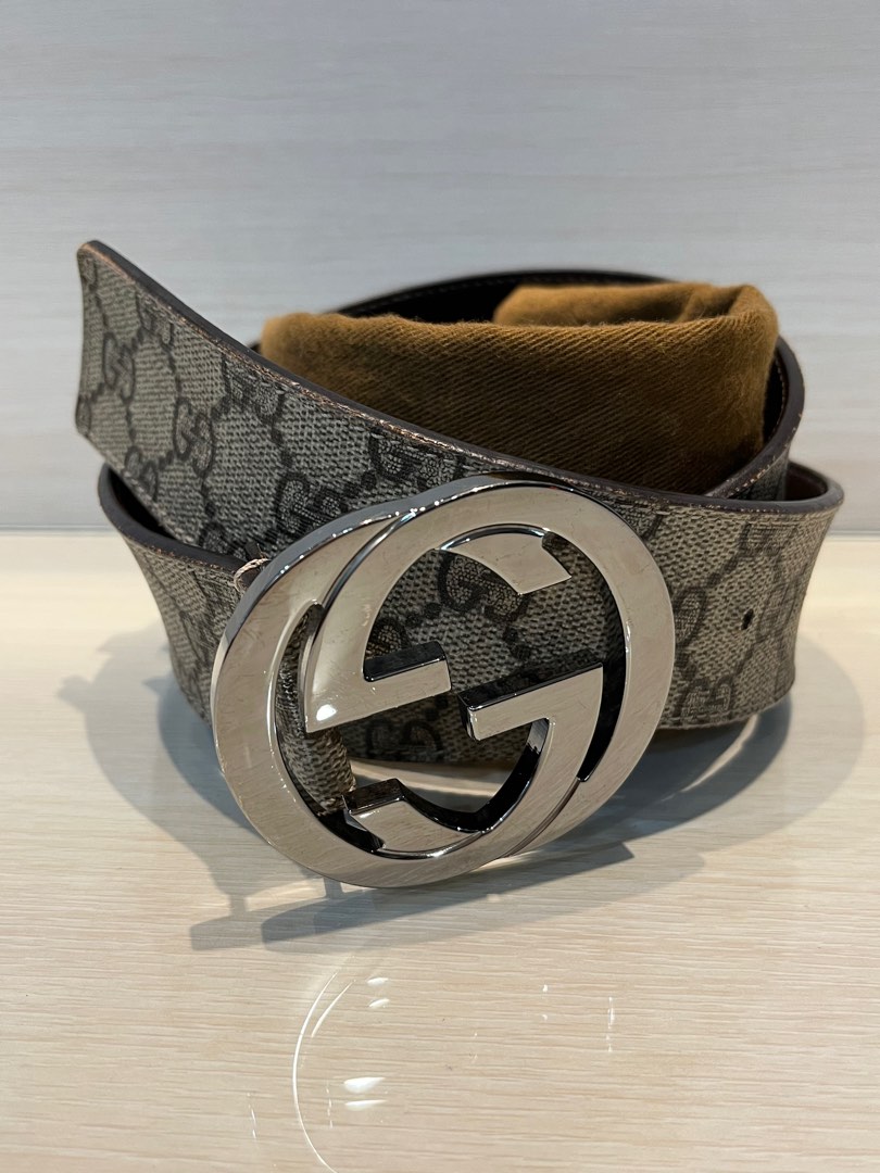 Gucci supreme belt gold buckle store