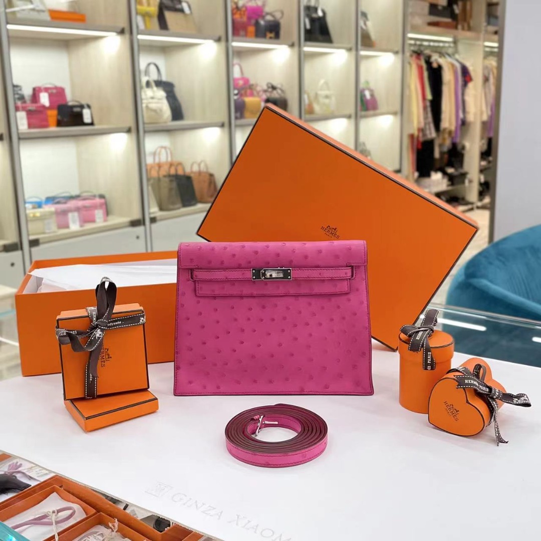 Hermès 2020 Ostrich Kelly Danse II - Pink Waist Bags, Handbags - HER332105