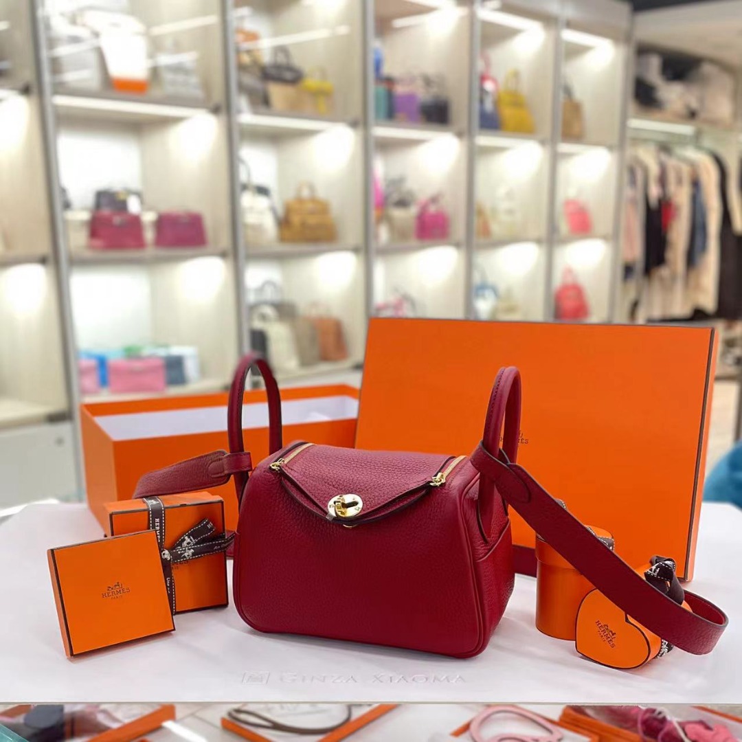 Hermes Lindy 26 Bag K1 Rouge Grenat Clemence GHW