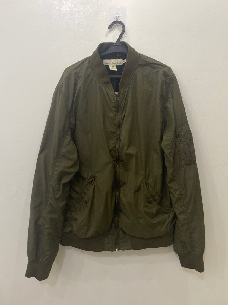 H&M Army Green Bomber Jacket Oversized, Women's Fashion, Coats, Jackets