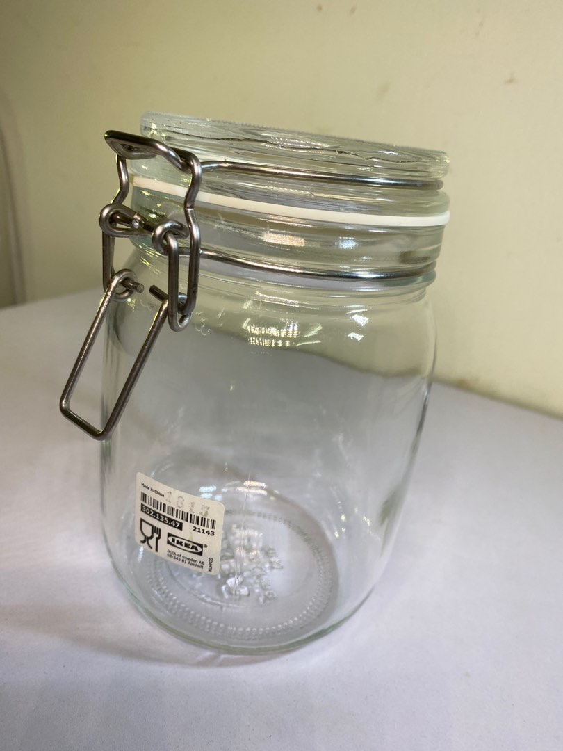 Ikea glass jug with lid, Furniture & Home Living, Kitchenware