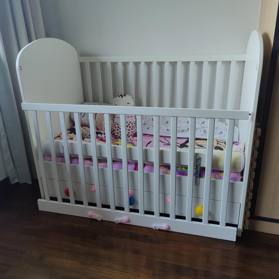 IKEA GONATT Cot Crib 3 drawers White 120cm x 60cm