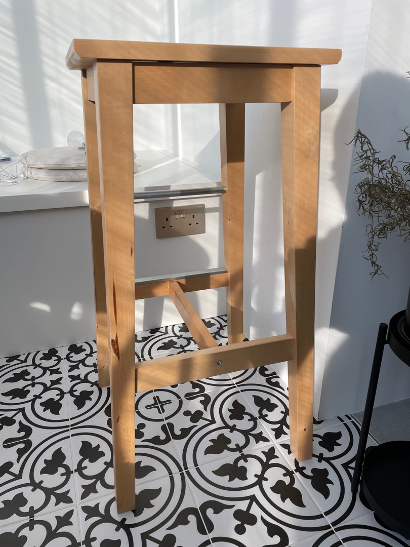 Ikea NILSOLLE Bar stool chair birch 74 cm Furniture Home Living Furniture Chairs on Carousell