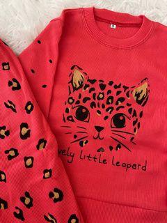 (4&5Y)Red Leopard Set Pyjama
