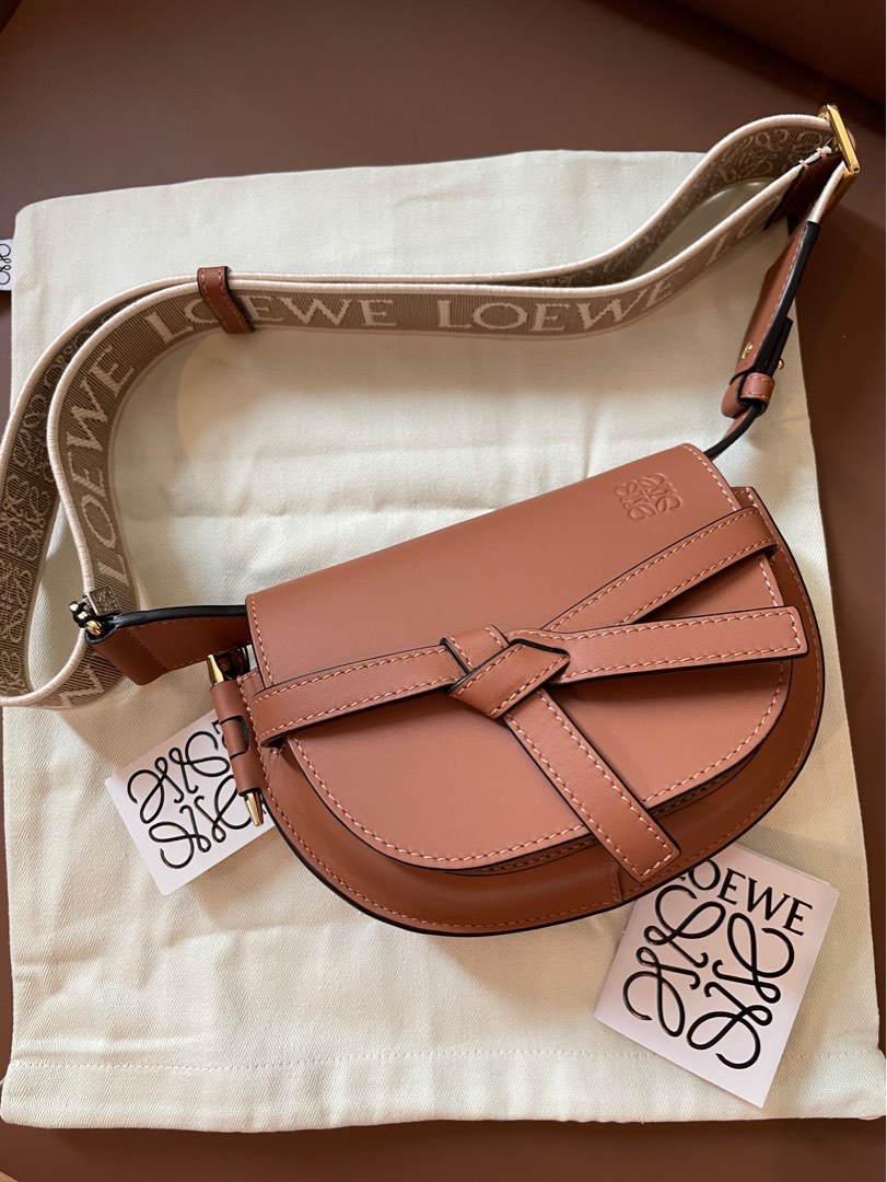 Mini Gate Dual Anagram Bag Ecru And Tan