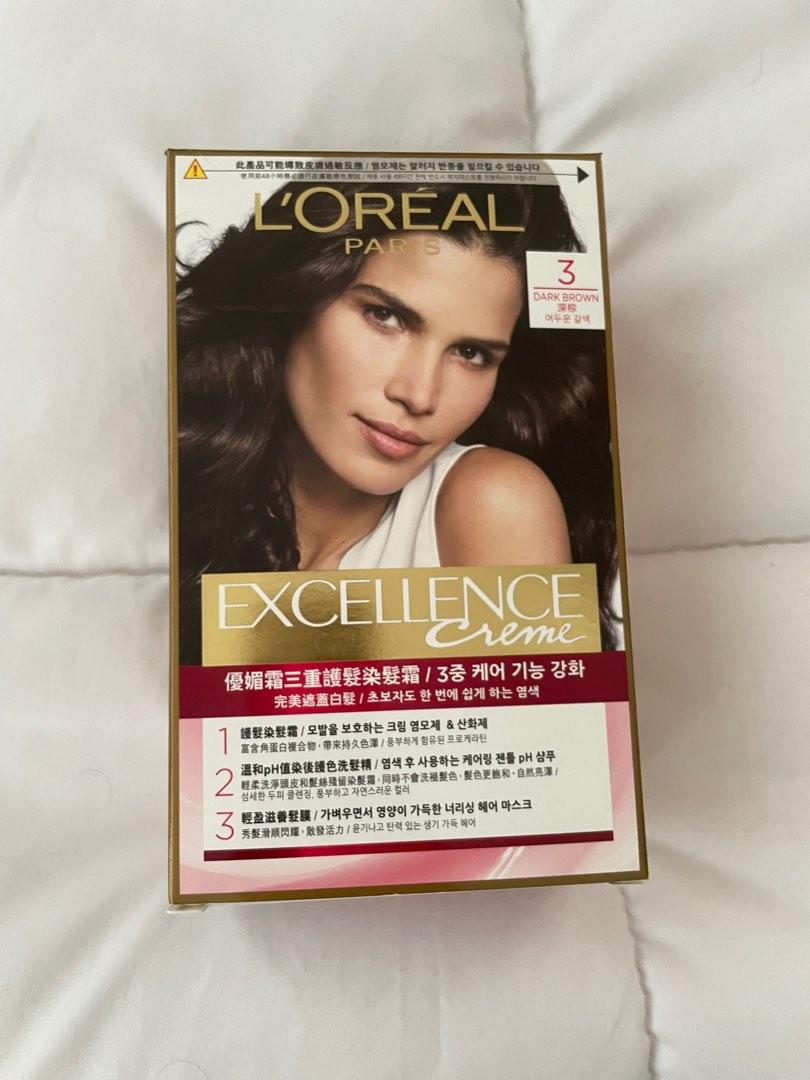 Loreal Excellence hair color - no 3 dark brown, Beauty & Personal Care, Hair  on Carousell
