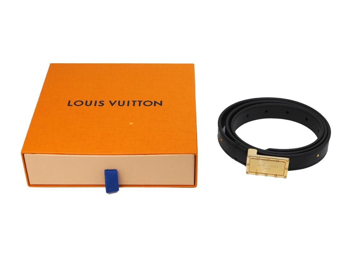 Louis Vuitton M0061V Black Monogram Keepingram Leather 20mm Belt Size 85cm 34 inch Gold Hardware BC2148