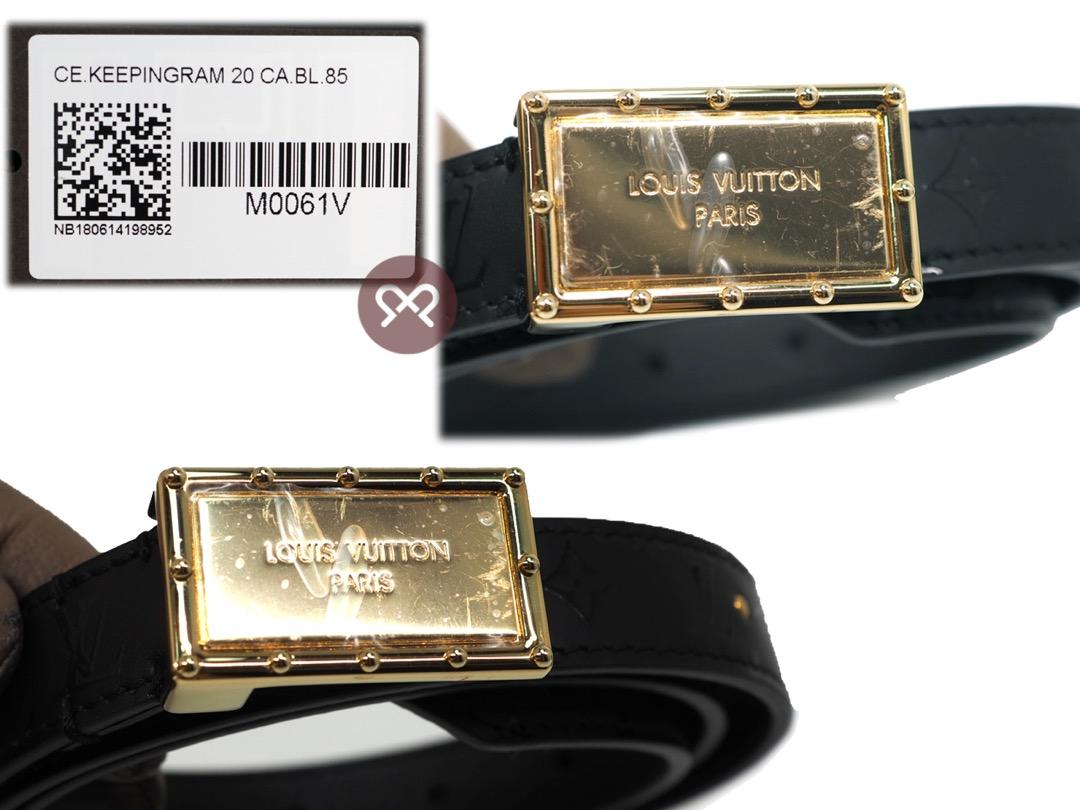 Louis Vuitton M0061V Black Monogram Keepingram Leather 20mm Belt Size 85cm 34 inch Gold Hardware BC2148 Women s Fashion Watches Accessories Belts on Carousell