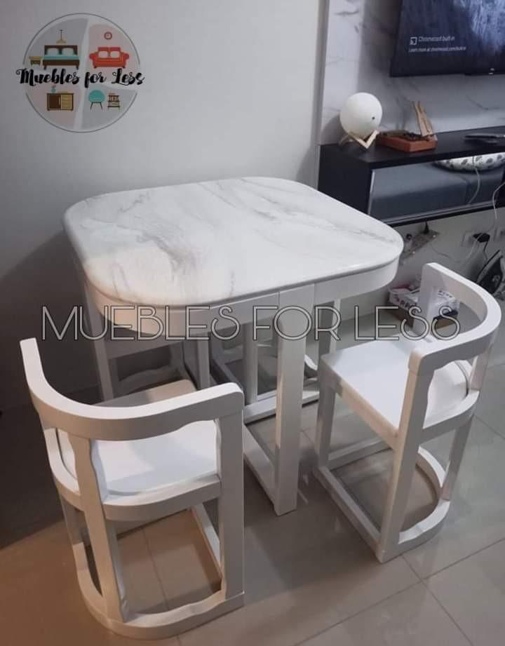Marble Top Ding Set (Category: Tables & Sets) located in Manila. Submitted by m4less (Listing ID 1187892541, Image 1). Description: Available for COD! Marble top 4 seater space-saver dining set Durable solid wood (36 x 36 x 29.5 inches) •Black •White •Walnut Delivery rate depends on your location. free installation with 6 mos warranty DM your order now.