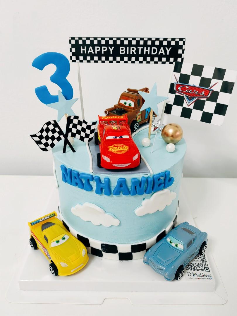 Girl Racing Car Birthday Cake - EatYourPhoto
