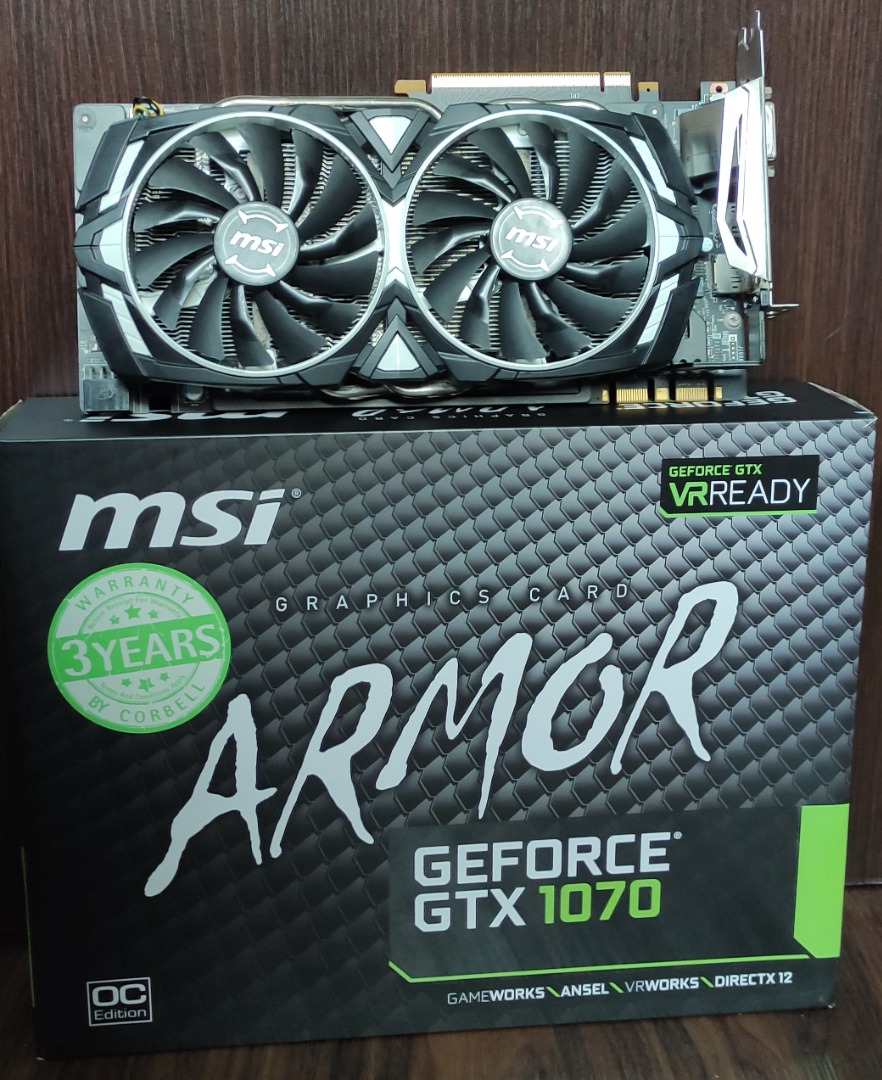 MSI GeForce GTX 1070 ARMOR 8G OC Graphic Card Gaming GPU