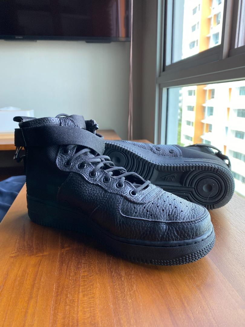 Nike sf air force 1 mid triple black best sale