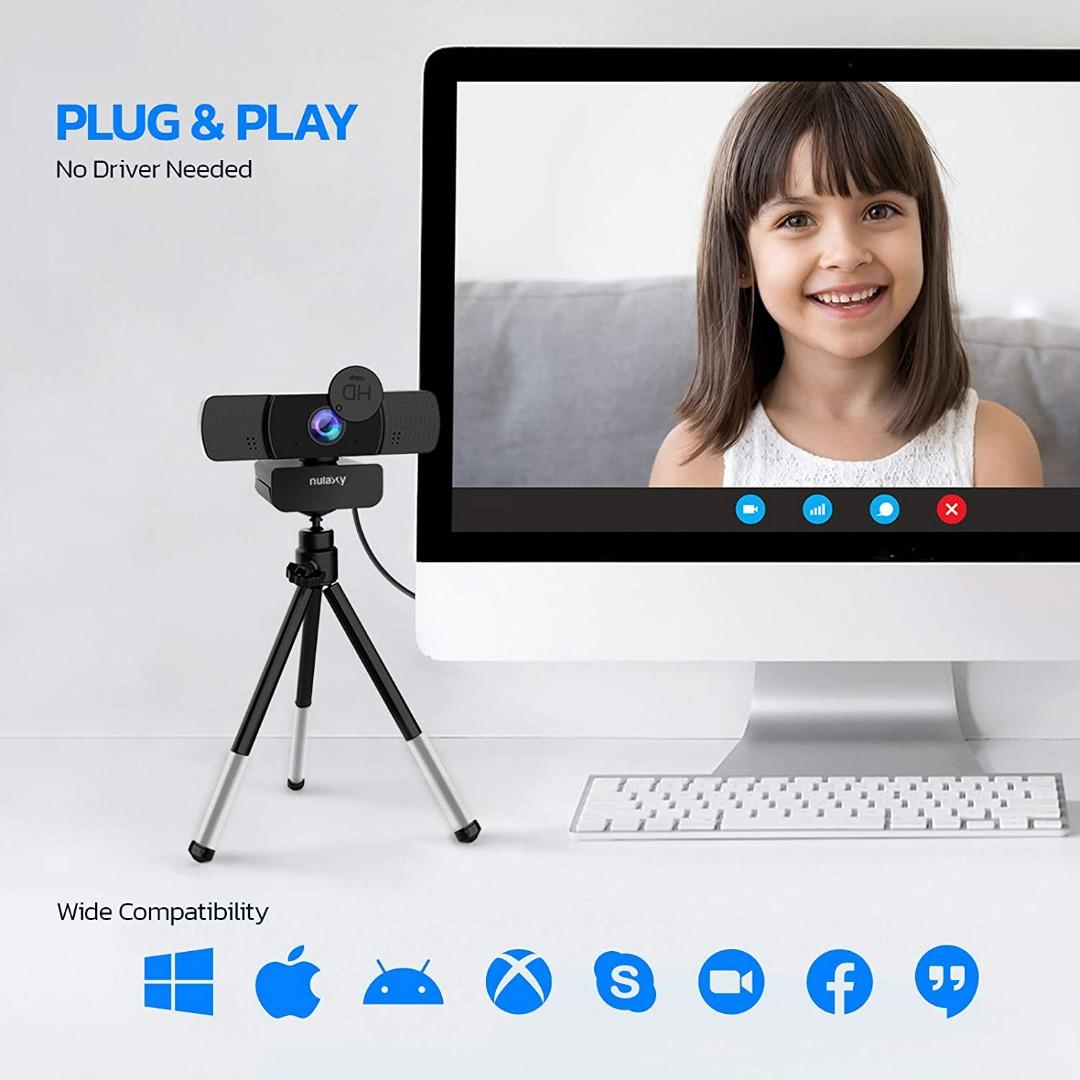 Nulaxy C903 HD cam, 1080P cam with Microphone, Privacy Cover and Tripod, USB cam for PC