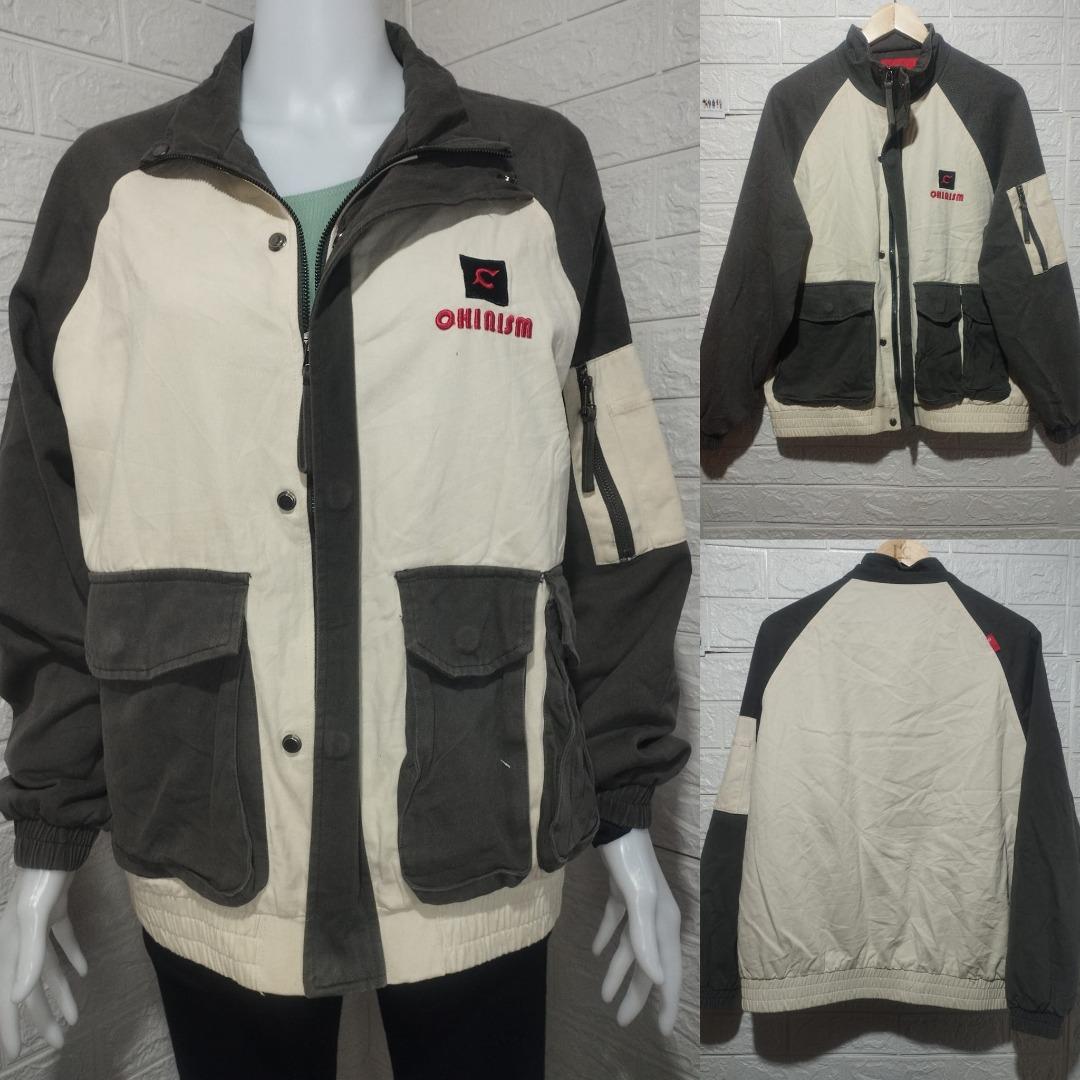 Double Zip Two Tone Parka Jacket - Grey