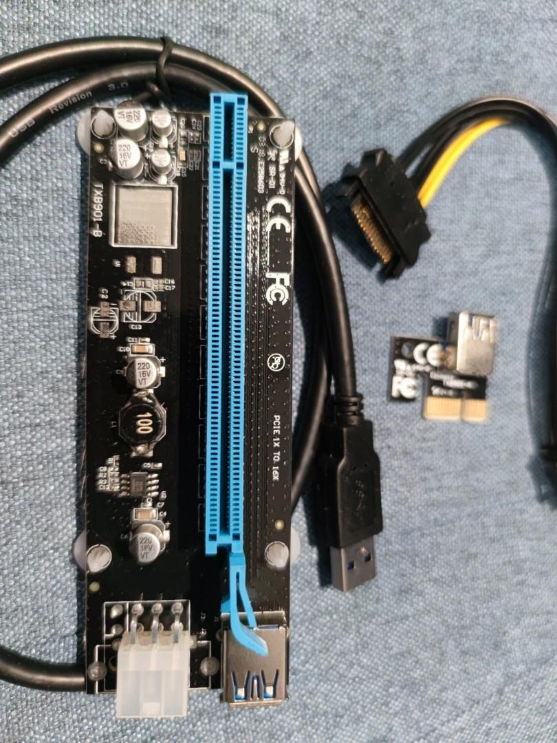 2X PCIE Riser 1x To 16x Avec Capteur Température - Extension GPU Mining Bitcoin