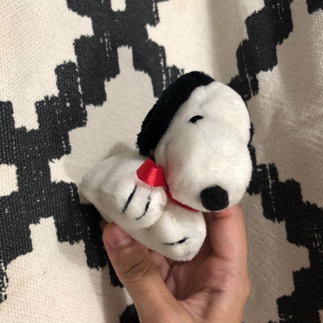 Peanuts Snoopy Puppy Plush with Red Ribbon Cute Lying Down Doggo