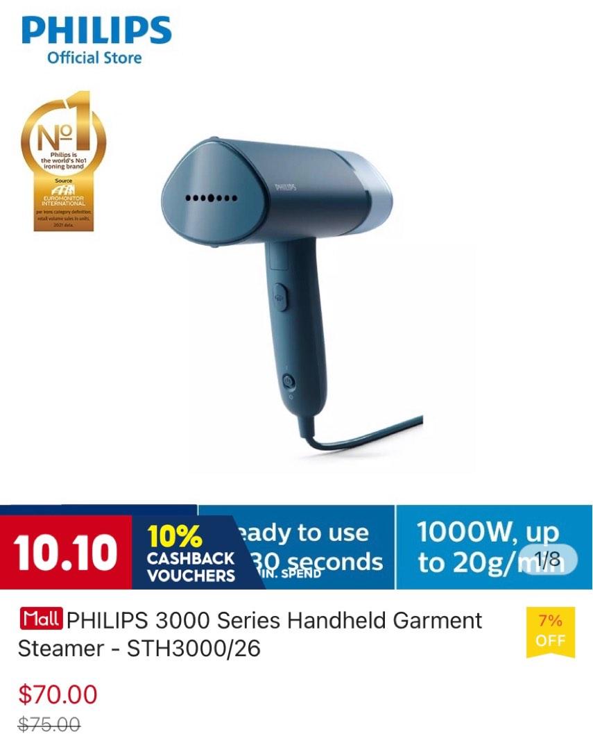 PHILIPS 3000 Series Handheld Garment Steamer STH3000/26, TV & Home