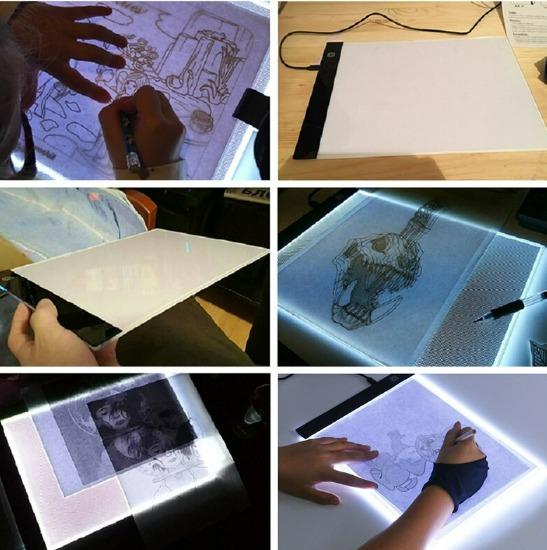 Portable A4 Tracing LED Copy Board Light Box, Ultra-Thin Adjustable USB ...