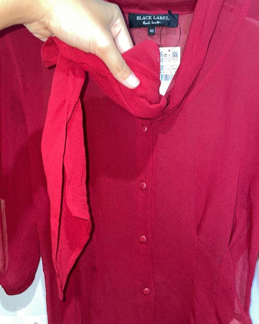 Red Chiffon Blouse Black Label Paul Smith, Fesyen Wanita ...