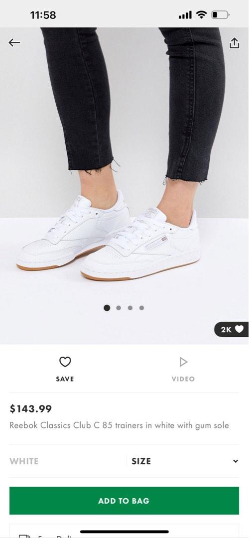 Reebok club c discount gs trainers white gum