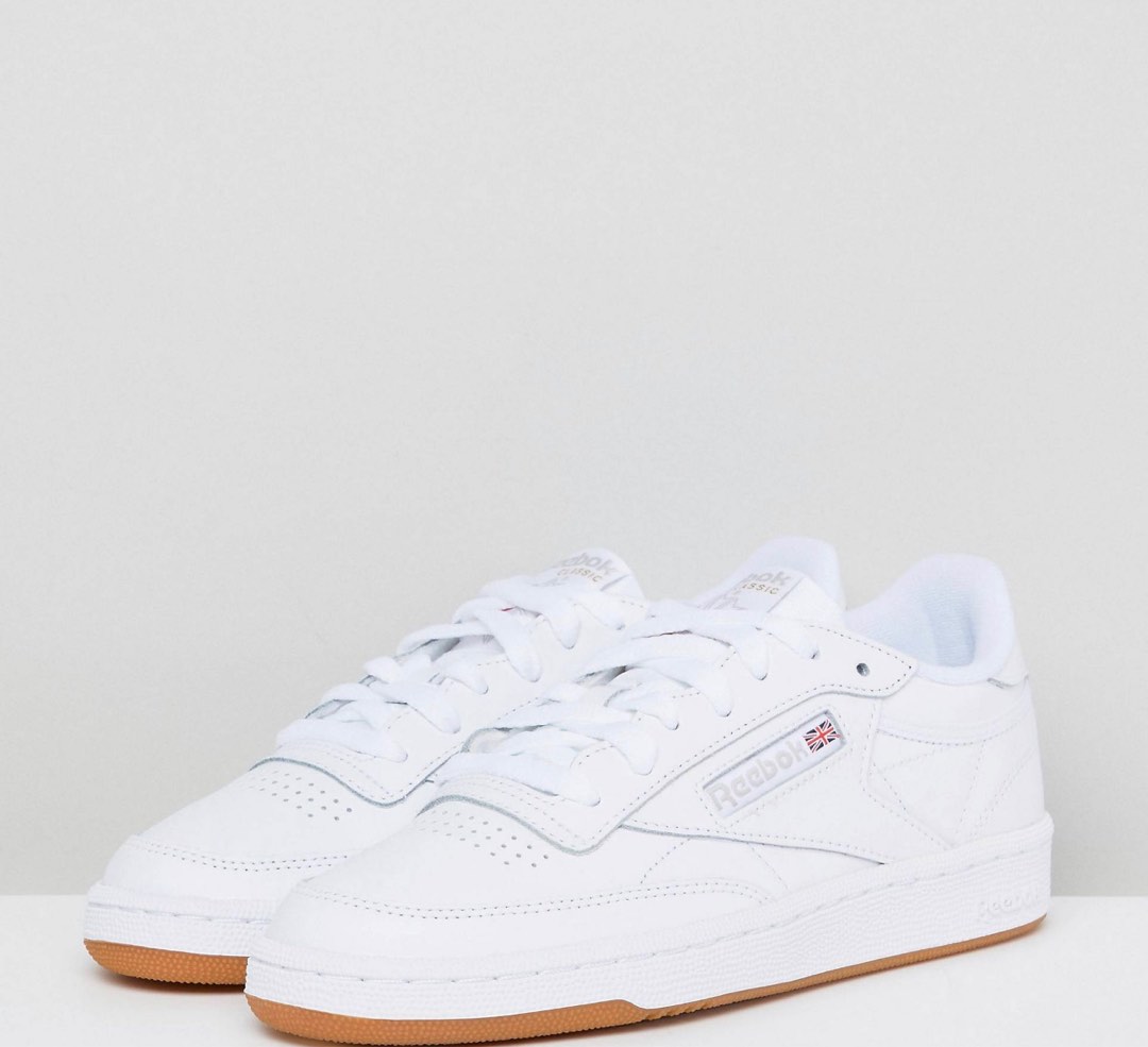 Reebok classic club c 85 trainers in white and gum outlet