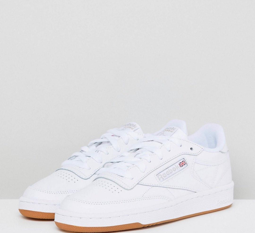 Reebok Club C 85 trainers in white with gum sole