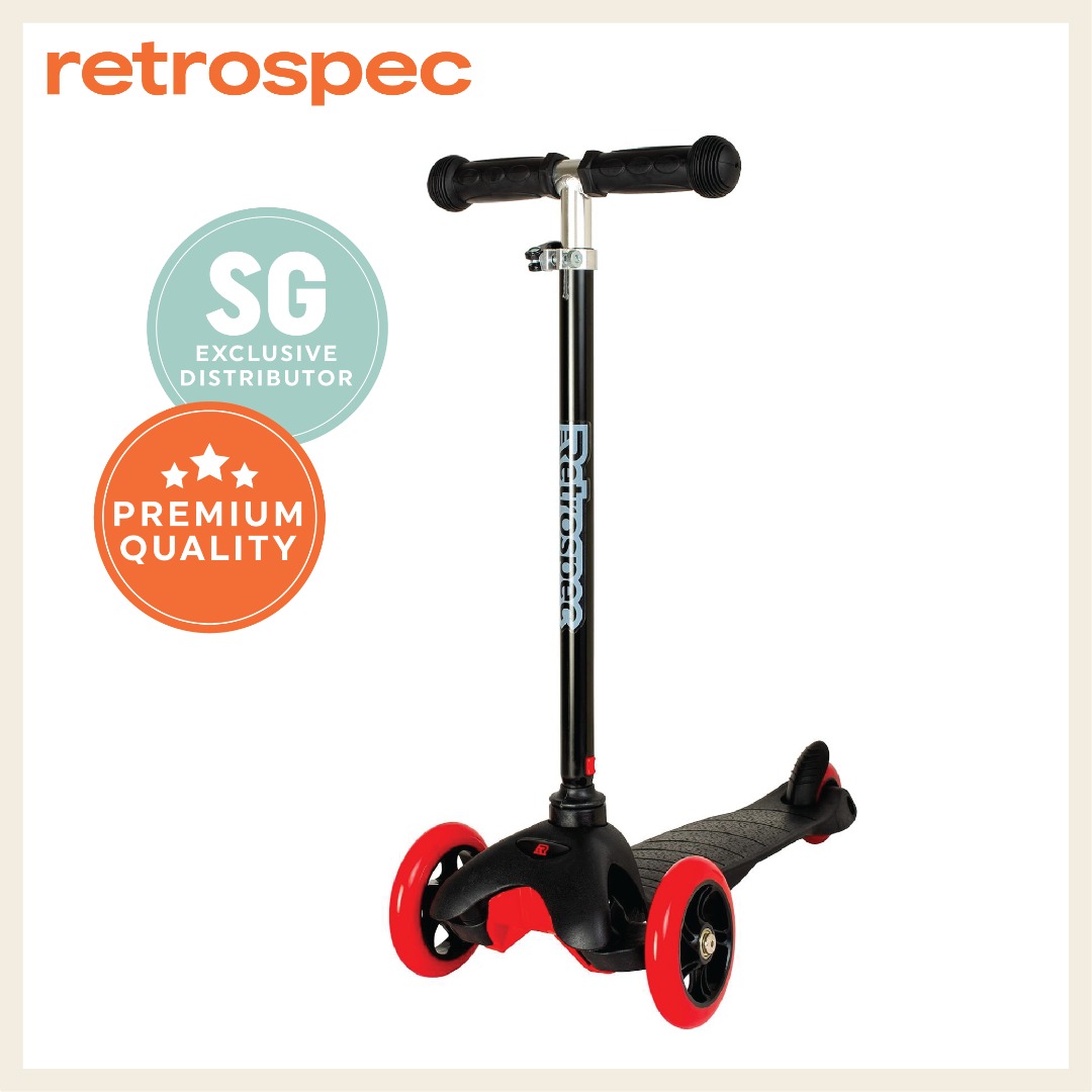 Retrospec Chipmunk 3Wheel Kick Scooter Black & Red, Sports Equipment