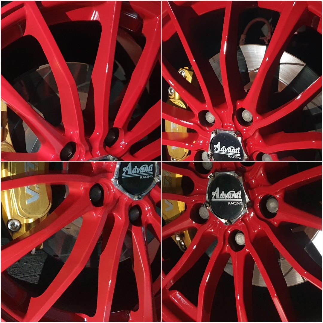 Gloss Red Rims Spray Paint Service On (Mitsubishi Lancer EX), Car