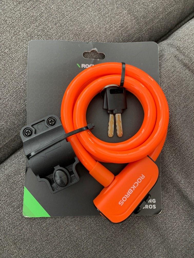 ROCKBROS Bicycle Lock 1.1m (Orange), Sports Equipment, Bicycles & Parts