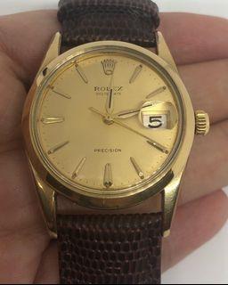 Rolex Oyster Date Precision Gold Cap Manual Winding  Ref. 6694 circa 1960's up acrylic glass  34mm case size