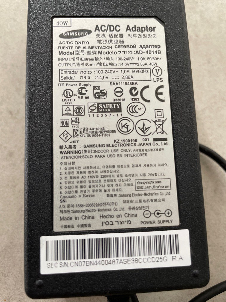 Samsung monitor power adapter, Computers & Tech, Parts & Accessories ...