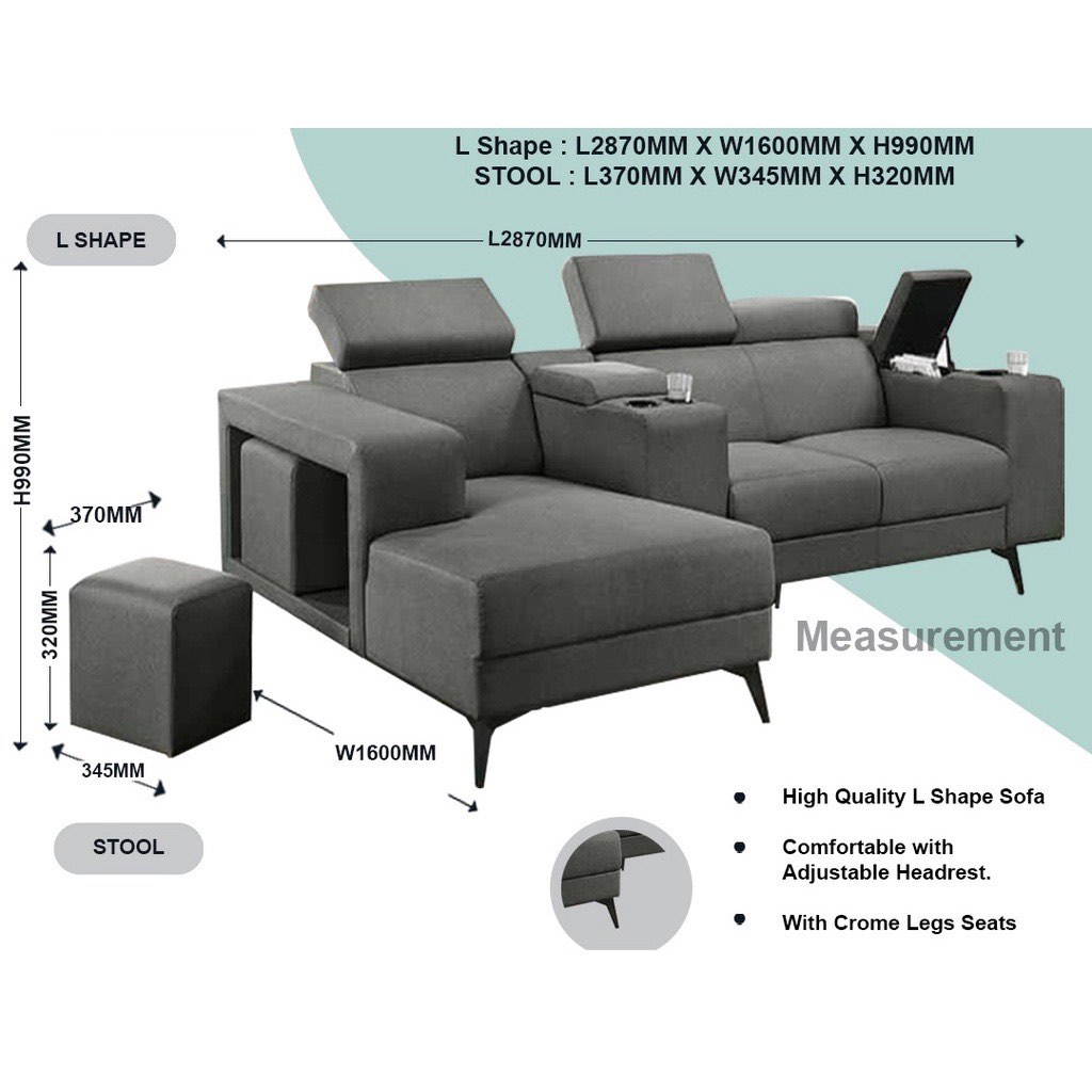 L shape sofa hot sale with stool