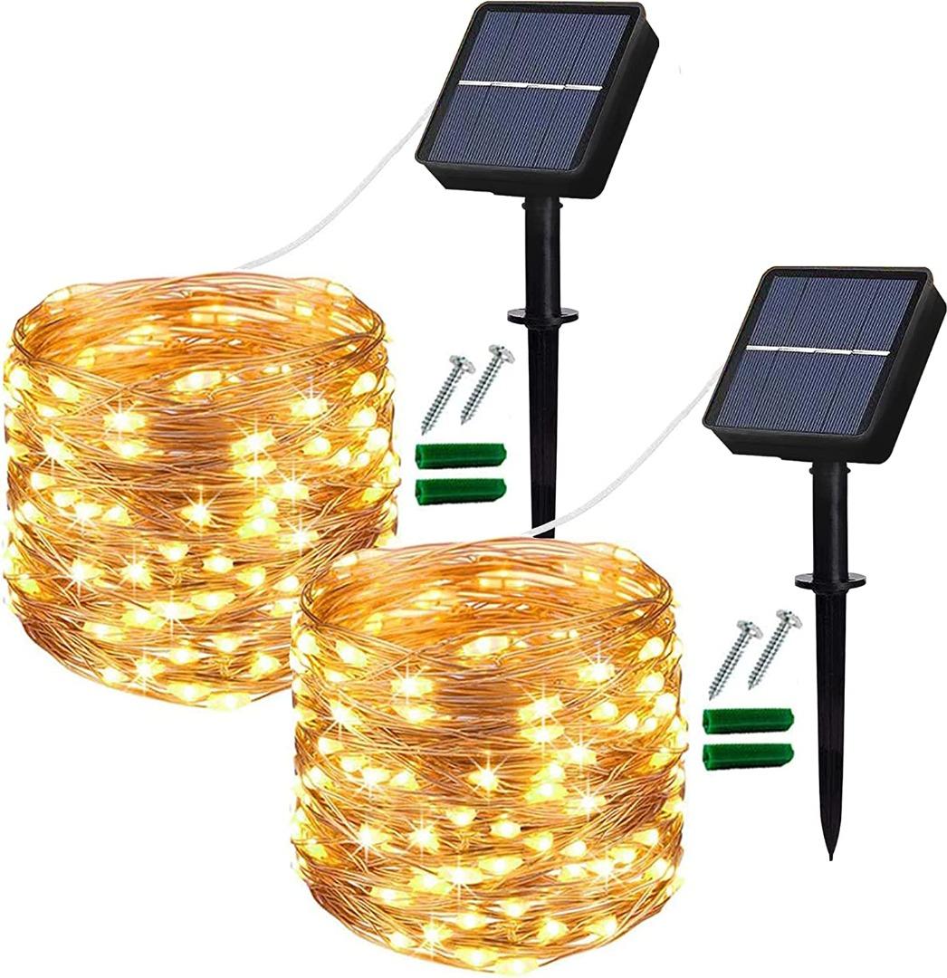 Solar String Lights Outdoor, Pack 120 LED Solar Garden Lights Waterproof  12M/40Ft Modes Indoor/Outdoor Fairy Lights Copper Wire Decorative Lighting  for Patio, Yard, Party, Wedding (Warm White) [Energy Class A+++],