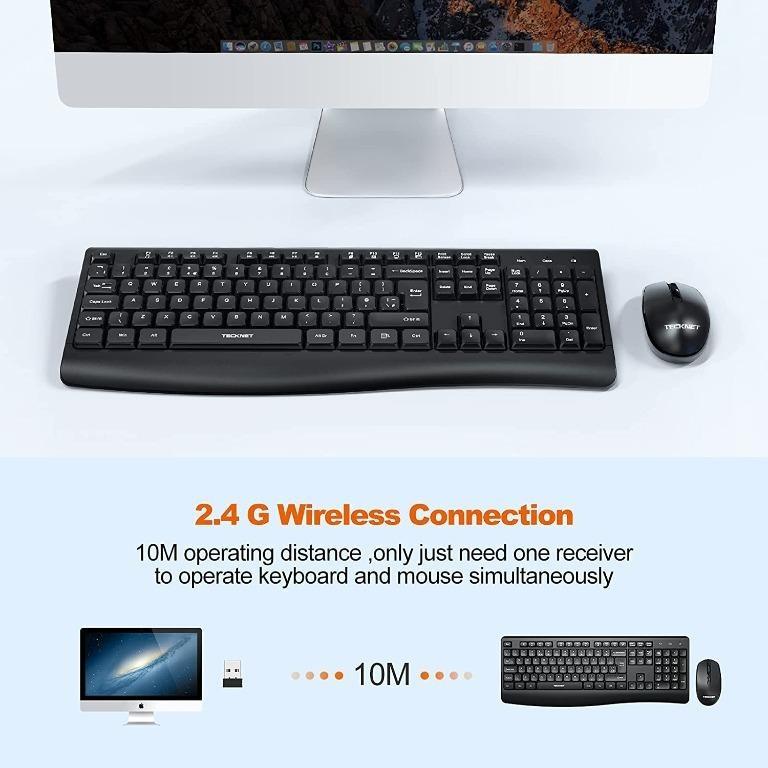 Wireless Keyboard and Mouse Set, Ergonomic 2.4G Cordless Keyboard & Mouse Combo with