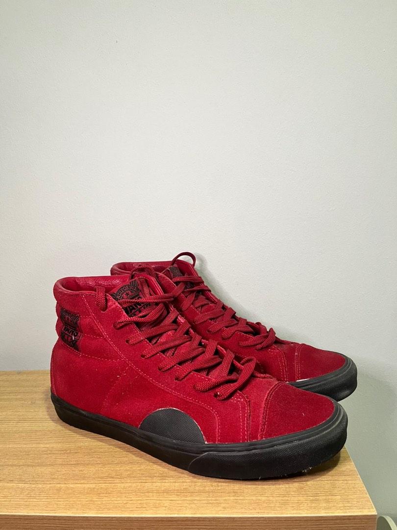 Red suede high top sales vans