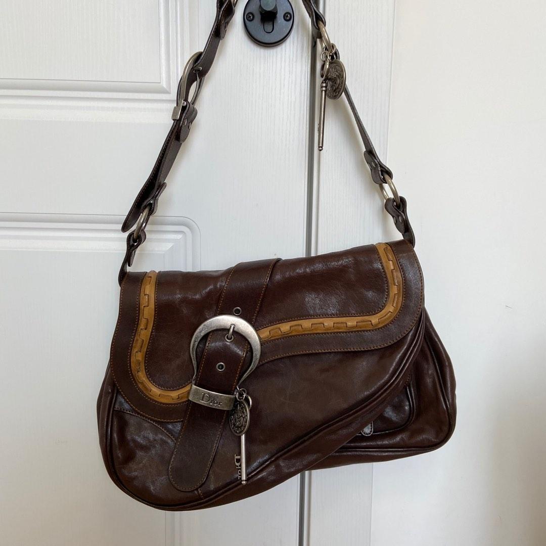 Christian Dior vintage brown leather satchel bag - 1990s second