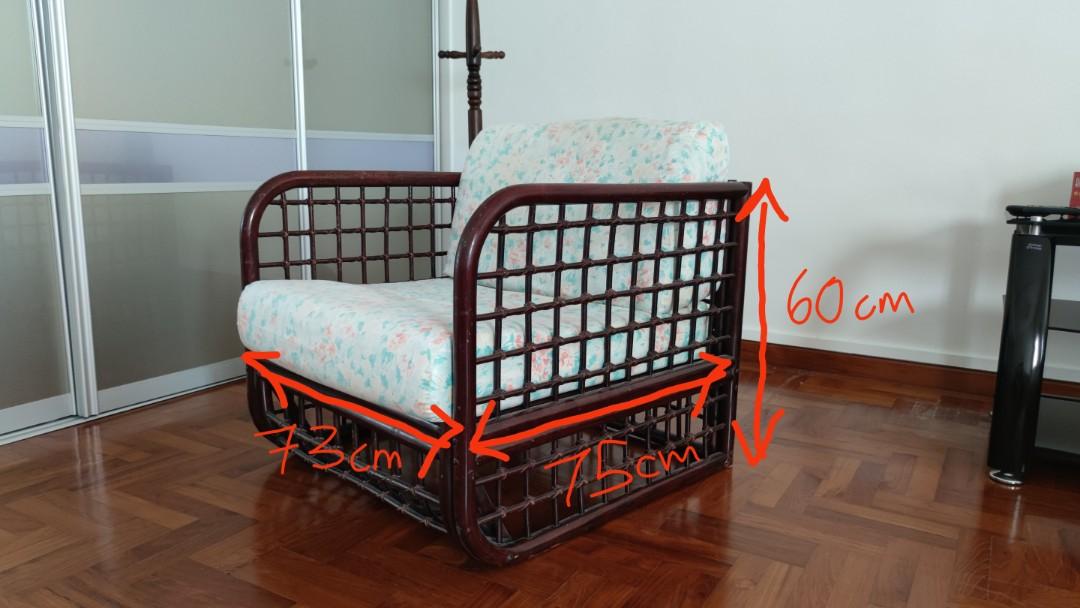 Vintage rattan sofa and coffee table set, Furniture & Home Living