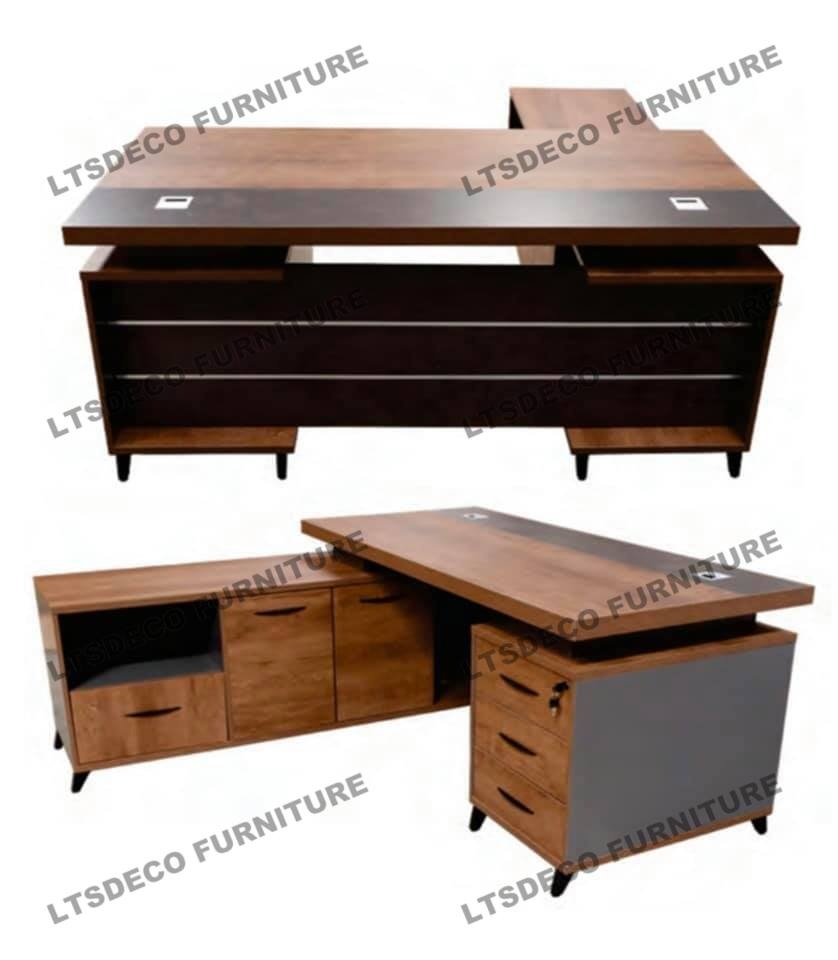 Wooden L-Type Executive Table office partition & furniture, Furniture ...