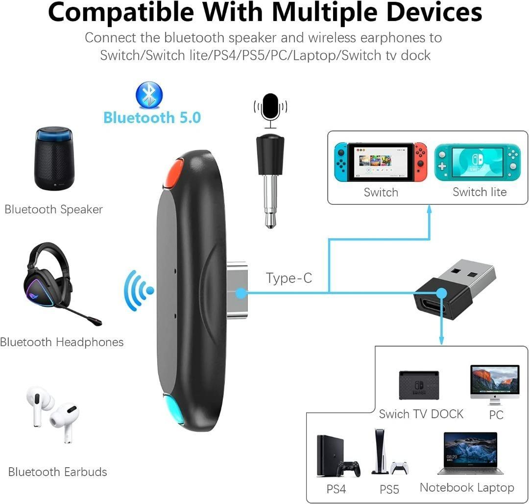 1015] Bluetooth Adapter for Nintendo Switch/Lite, Wireless BT 5.0